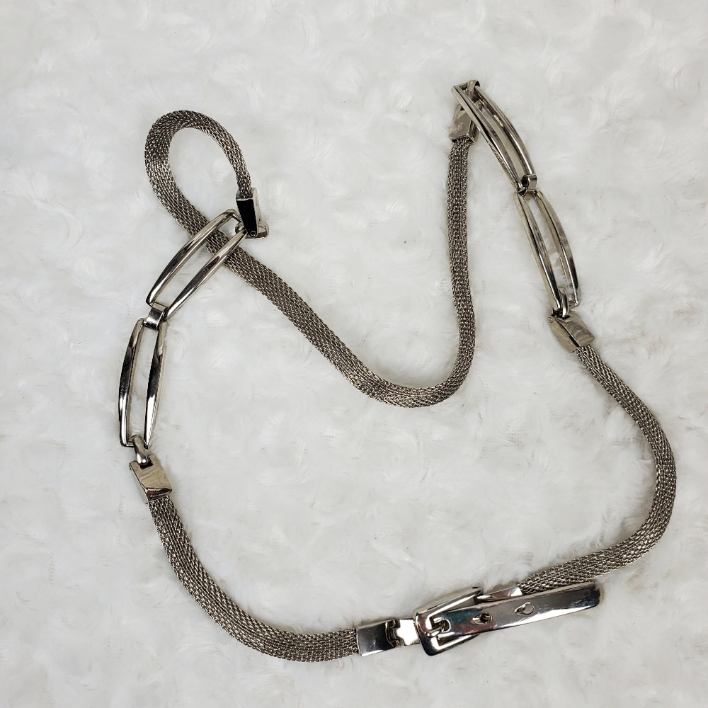 Silver Metal Mesh Chain Belt